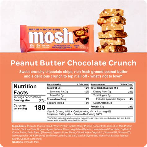 Mosh Peanut Butter Chocolate Crunch Protein Bars 12 Pack