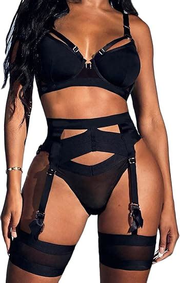 Amazon Garter Lingerie For Women Sexy Lace Lingerie Sheer Matching Piece Lingerie Set