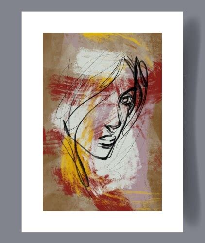 Portrait Girl Naked Breast Wall Art Print Vector Image