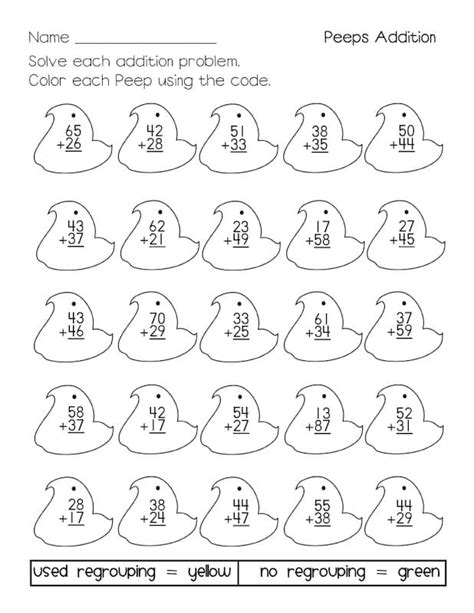 Color By Number Addition Double Digit Coloring Page Free Printable 792