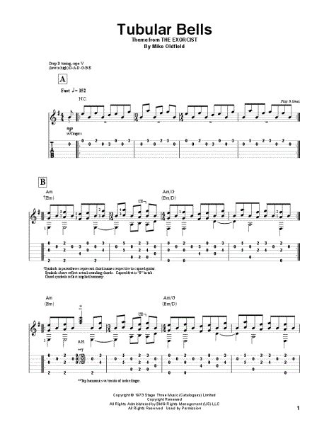 Mike Oldfield Tubular Bells Theme From The Exorcist Guitar Tab In E