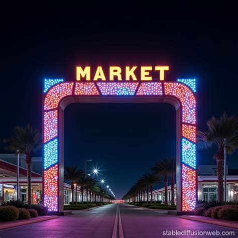 Modern Night Market Entrance Archway Stable Diffusion Online