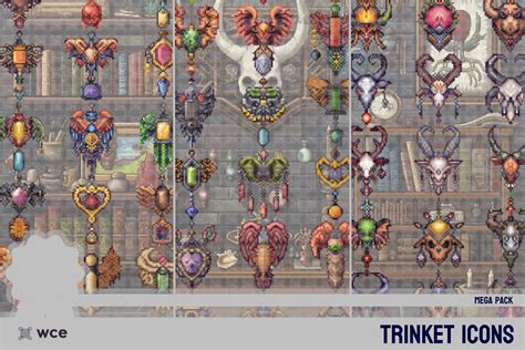 Trinket Icons Mega Pack 2d Pixel Relic Insignia And Heirloom Bundle