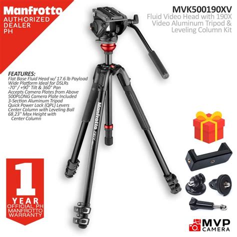 Manfrotto MVK500190XV 500 Fluid Video Head with 190X Video Aluminum ...