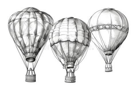 Hot Air Balloon Set Contour Drawings For Design Stock Photo Image Of Cartoon Sign
