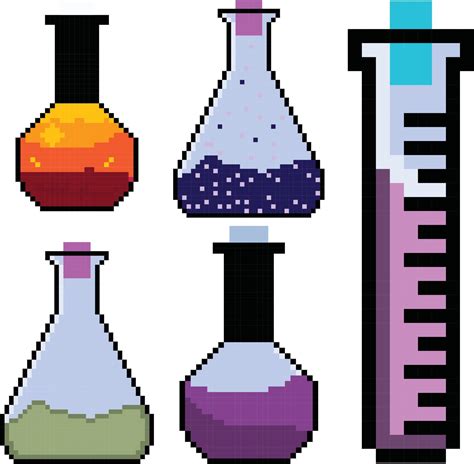 Pixel Art Test Tube Science Laboratory Glassware Pixel Set 8875689 Vector Art At Vecteezy