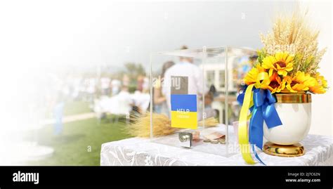 Ukrainian Charity Fundraising For Money Donations In An Acrylic Box