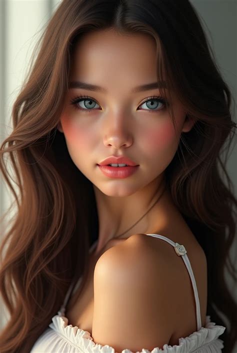 Beautiful Blue Eyed Brunette Girl SeaArt AI