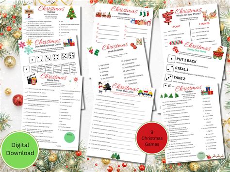 9 Christmas Games Bundle Christmas Party Games Christmas Trivia Games