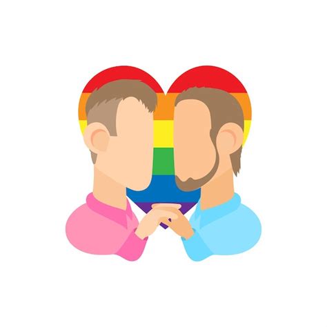 Icône Gay De Deux Hommes En Style Cartoon Isolé Sur Fond Blanc Symbole De L amour Vecteur Premium