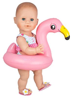 Heless 99 3 Piece Dolls Swimming Set Flamingo Ella Bikini Flip Flops And Swim Ring Size 35 45 Cm