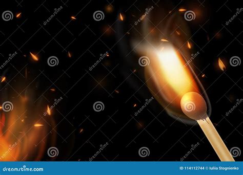 Realistic Burning Match Vector Stock Vector Illustration Of