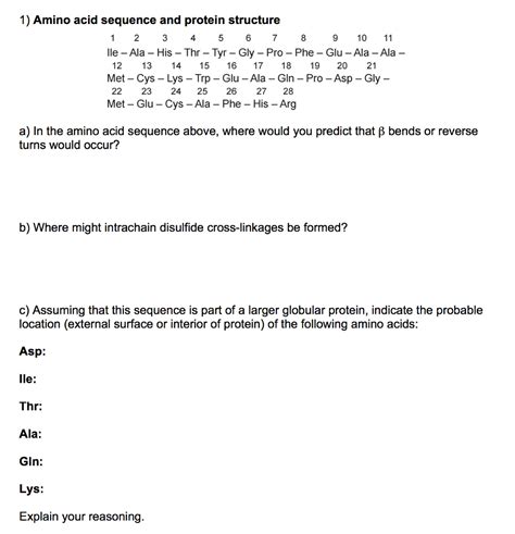 Solved Amino acid sequence and protein structure a) In the | Chegg.com