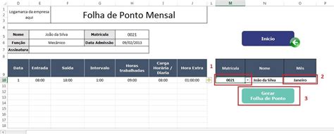 Planilha Controle De Horas E Folha De Ponto Excel Easy