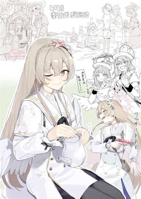 The Big ImageBoard TBIB Angel Wings Black Pantyhose Blonde Hair Blue Archive Capelet