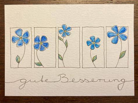 Get Well Soon Card With Blue Flowers