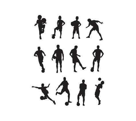 Premium Vector Football Players Silhouettes Set Art Vector Design