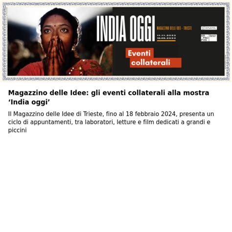 Magazzino Delle Idee Di Trieste Gli Eventi Collaterali Alla Mostra