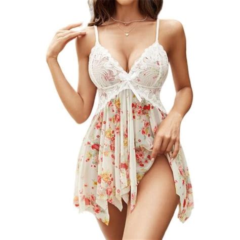 Intimates Sleepwear Womens Lace Babydoll Lingerie Sexy Sleepwear Plus Size Boudoir Outfits