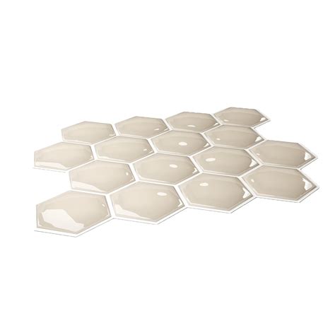 Pastilha Adesiva Resinada Hexagonal Creme Rejunte Branco