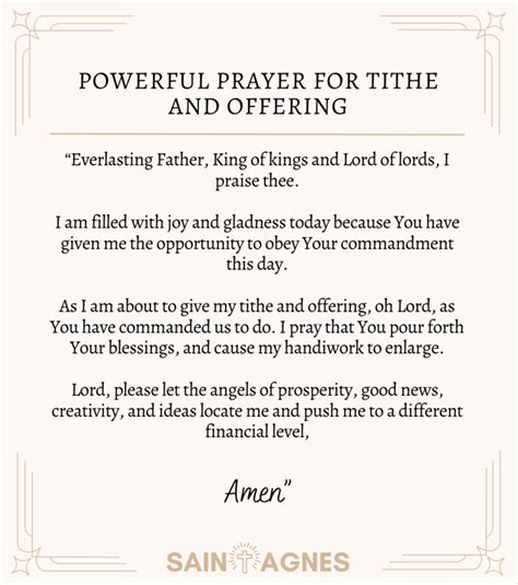 Powerful Prayer For Tithes And Offering Printable Images