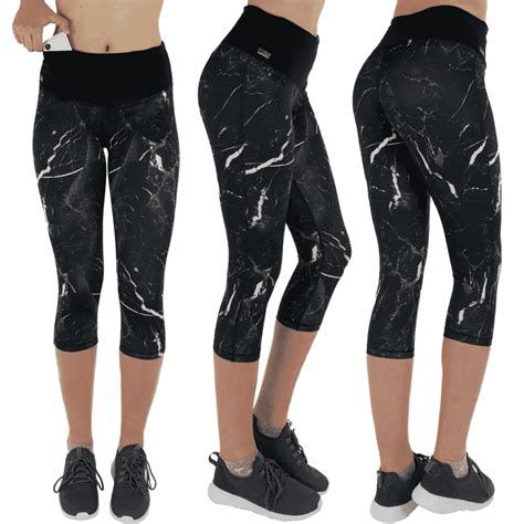 Sport Leggings Damen Dreviertel Mit H Fttasche F Rs Handy Italy Marmor