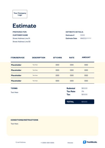 Free Hvac Estimate Template Freshbooks