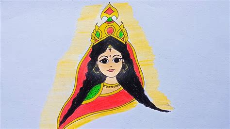 How To Draw Skanda Maa Easy Step By Step Drawing Of Navratri Drawing