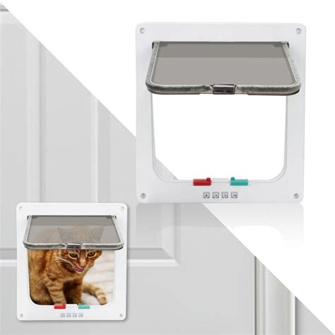 Porte pour chat 4 voies Porte pour animaux de compagnie Chatière pour