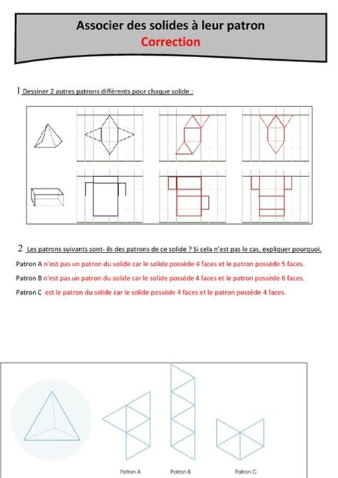 Associer Des Solides à Leur Patron Cm1 Exercices Avec Correction