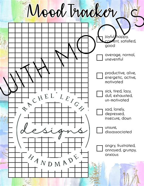 Blank Mood Tracker Printable Printable Mood Tracker Mood Tracker Bullet