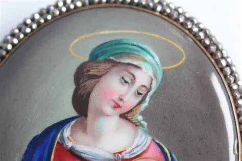 BROCHE ÉMAUX VIERGE à l enfant XVIIIe siècle Art populaire Suisse