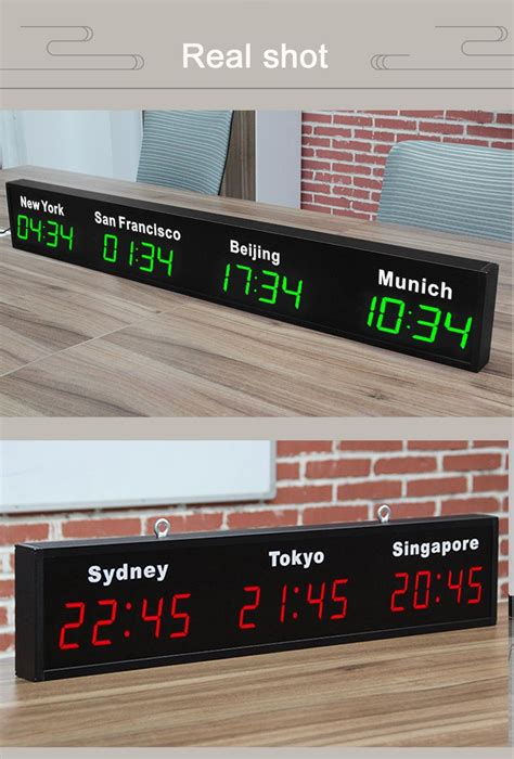 China 6 Time Zone Digital Wall Clock Manufacturers Suppliers Factory