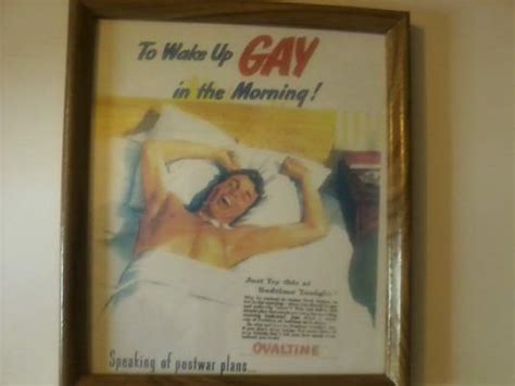 Vintage Male Nude Beefcake Wake Up Gay Ovaltine Print Framed