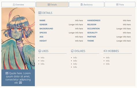 Toyhouse User Profile Template