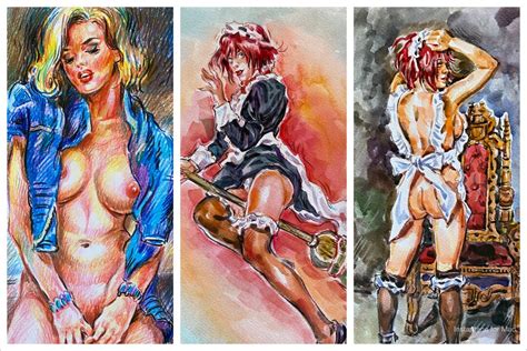 Hand Drawn Erotic Nude Drawing Nuked Girl Nudity Woman Etsy