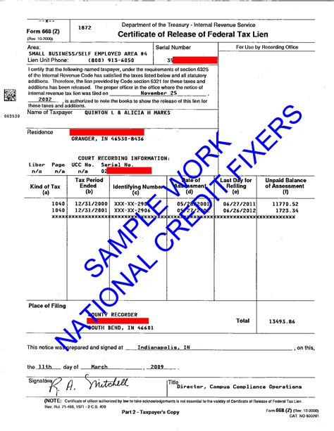 » Success Stories » Samples Of Our Work » Federal Tax Lien Release