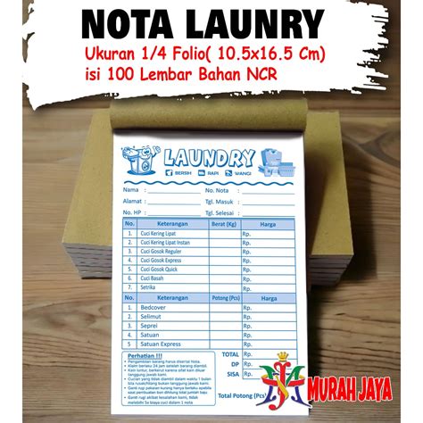 Jual Nota Laundry Rangkap Folio Isi Lembar Shopee Indonesia