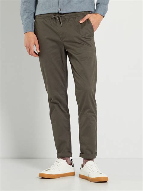 Pantalón chino slim corte jogger KAKI Kiabi 20 00