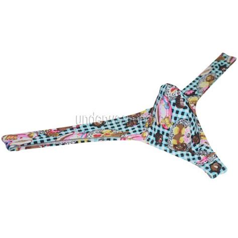 Fashion Print Mens Thongs And G Strings Mens Bikini Thong Underwear Low Rise Bulge G String