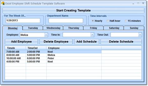 excel employee shift schedule template software