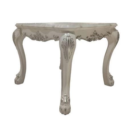 Benjara In White And Silver Square Wood End Side Table With