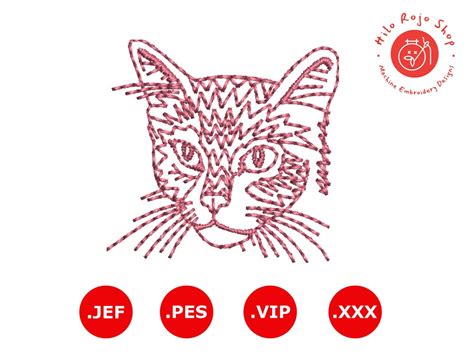 Cute Cat Embroidery Design Cat Embroidery Design Machine Etsy