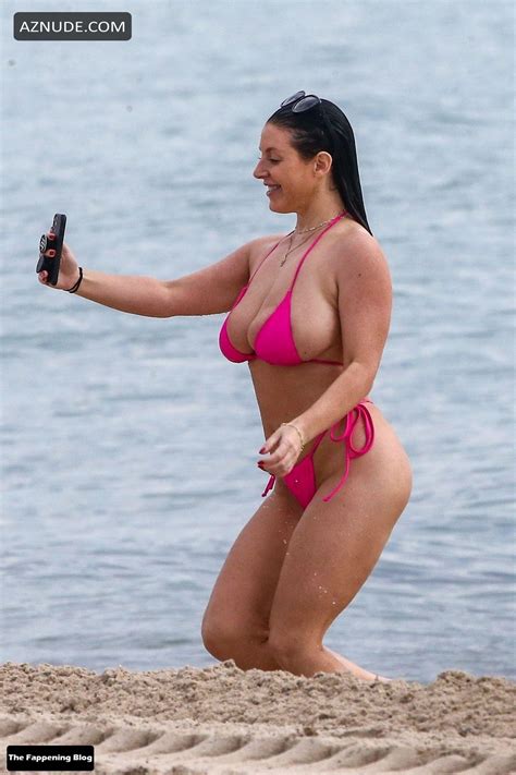 Angela White Sexy Seen Flaunting Her Tits And Ass In A Pink Bikini On The Beach In Miami Aznude