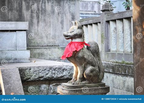 Kitsune Fox Statue In Nezu Shrine Japan Stock Photo Image Of