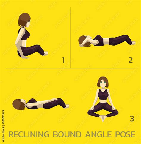 Reclining Bound Angle Pose Yoga Manga Tutorial How Cartoon Vector