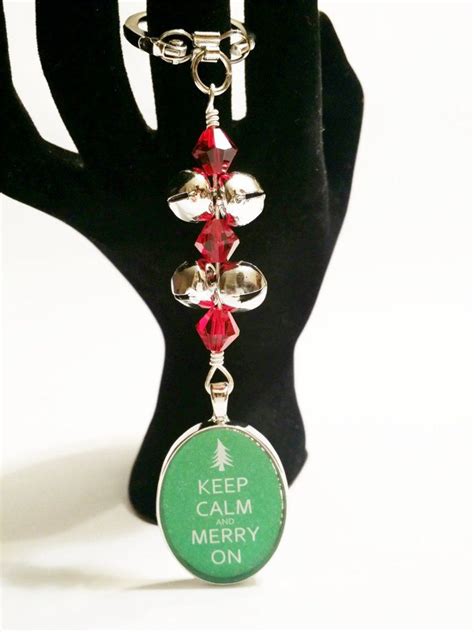 Christmas KeyChain Keep Calm And Merry On Key Ring Jingle Bells