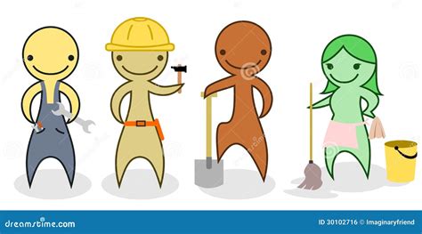 Set of Cartoon Manual Workers Stock Vector - Illustration of equipment, group: 30102716