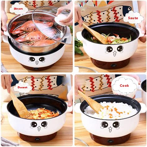Ele ELEOPTION Multifunction Electric Cooker Skillet Grill Pot Wok Electric Hot Pot For Noodles