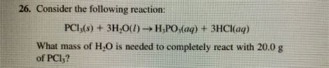 Solved Consider The Following Reaction Pcl S Chegg